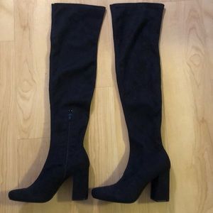 Zara Dark Navy faux suede boots. Size 38